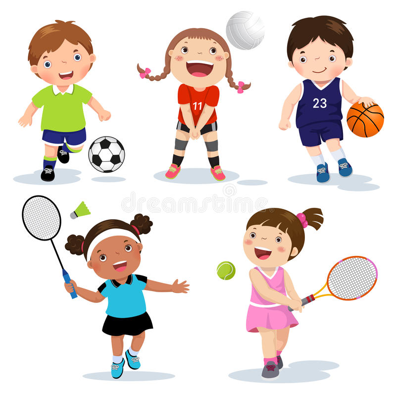 Cartoon Various Sports Kids on a White Background Stock Vector -  Illustration of character, ball: 72378870